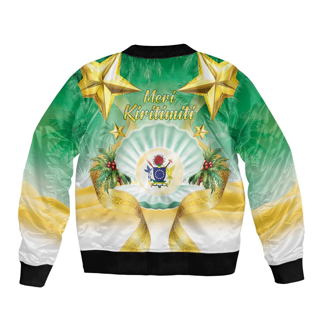 Cook Islands Christmas Bomber Jacket Seashell Santa Beach Vibes - Polynesian Pride