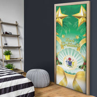 Cook Islands Christmas Door Cover Seashell Santa Beach Vibes - Polynesian Pride