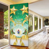 Cook Islands Christmas Door Cover Seashell Santa Beach Vibes - Polynesian Pride