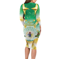 Cook Islands Christmas Family Matching Long Sleeve Bodycon Dress and Hawaiian Shirt Seashell Santa Beach Vibes - Polynesian Pride