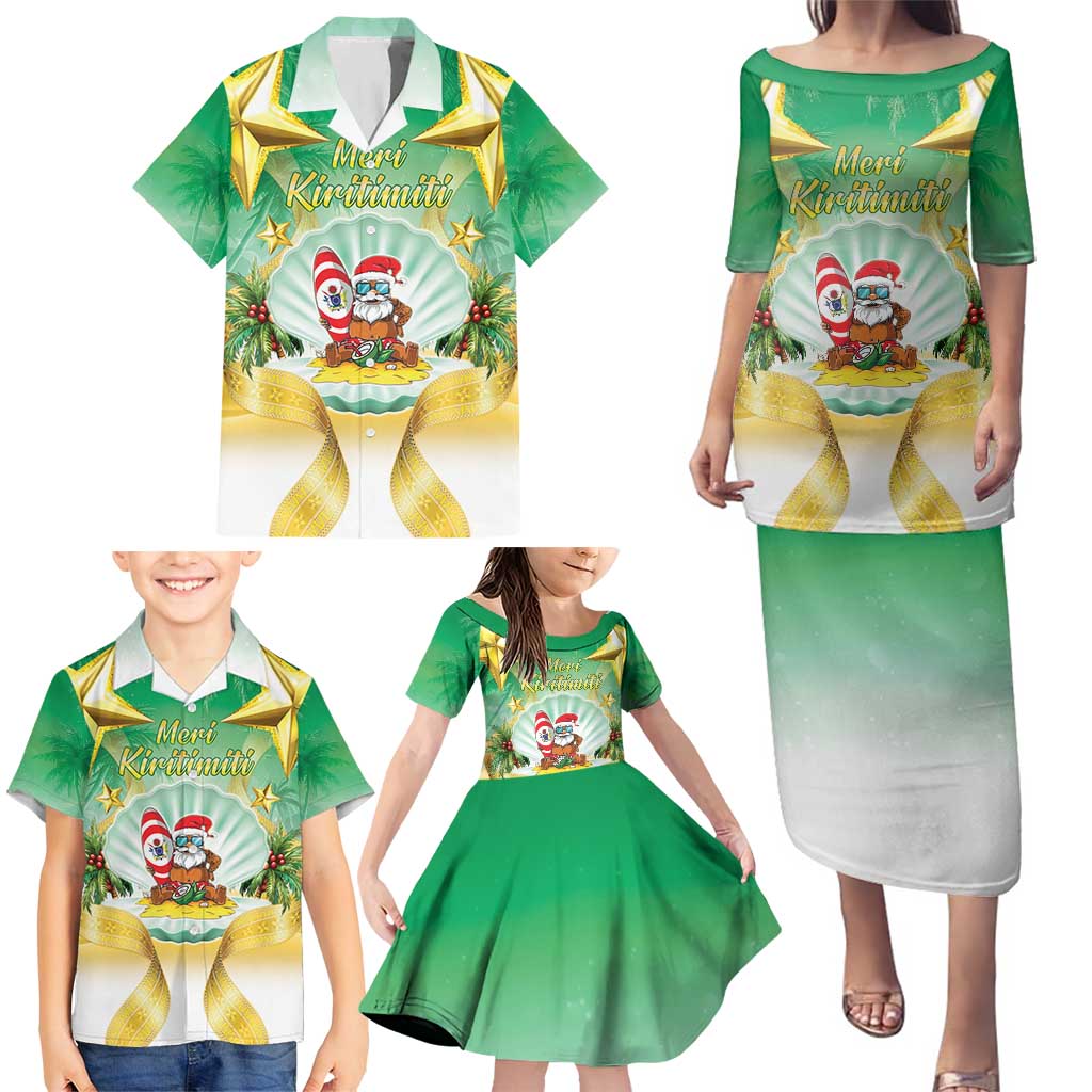 Cook Islands Christmas Family Matching Puletasi and Hawaiian Shirt Seashell Santa Beach Vibes - Polynesian Pride