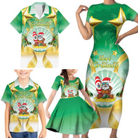 Cook Islands Christmas Family Matching Short Sleeve Bodycon Dress and Hawaiian Shirt Seashell Santa Beach Vibes - Polynesian Pride