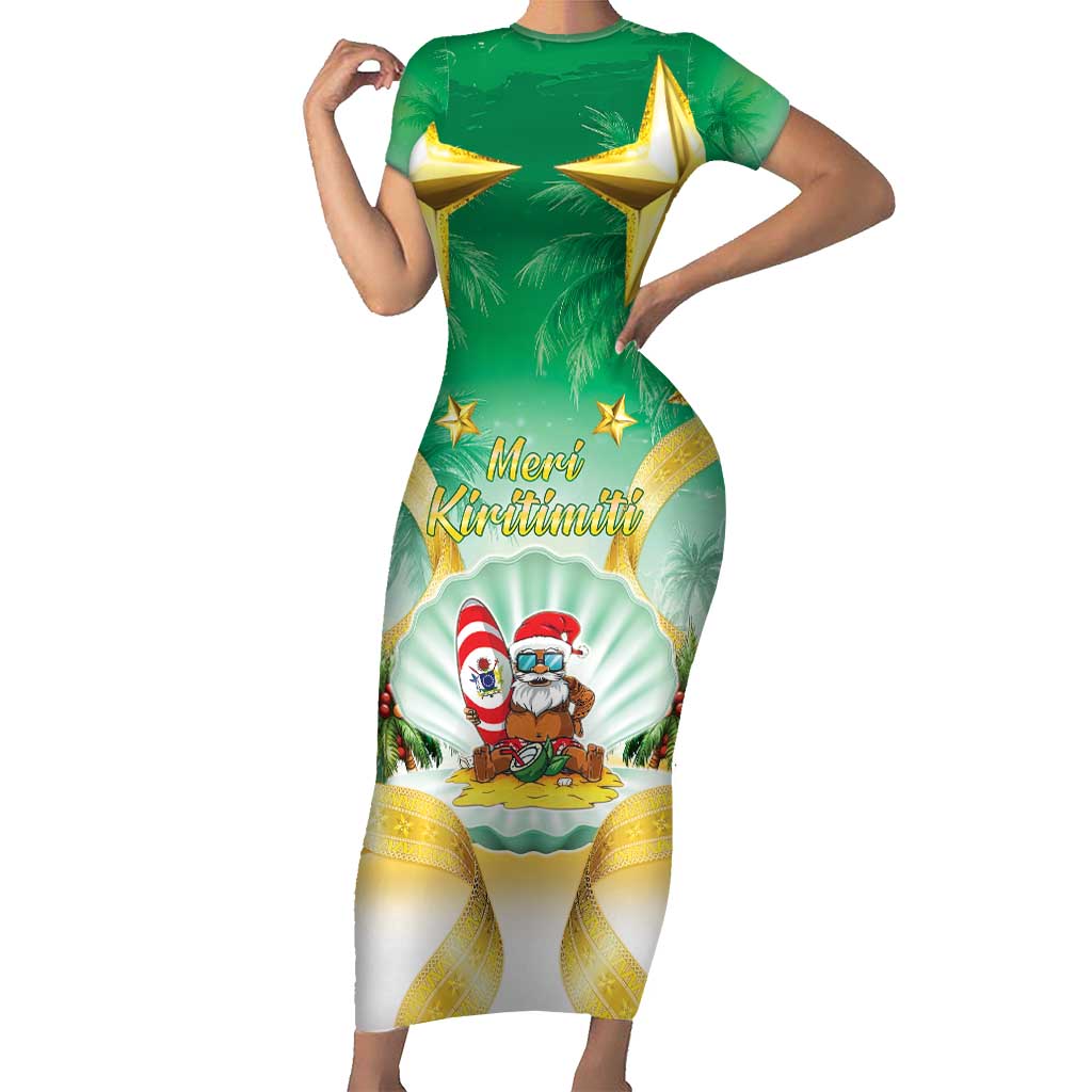 Cook Islands Christmas Family Matching Short Sleeve Bodycon Dress and Hawaiian Shirt Seashell Santa Beach Vibes - Polynesian Pride