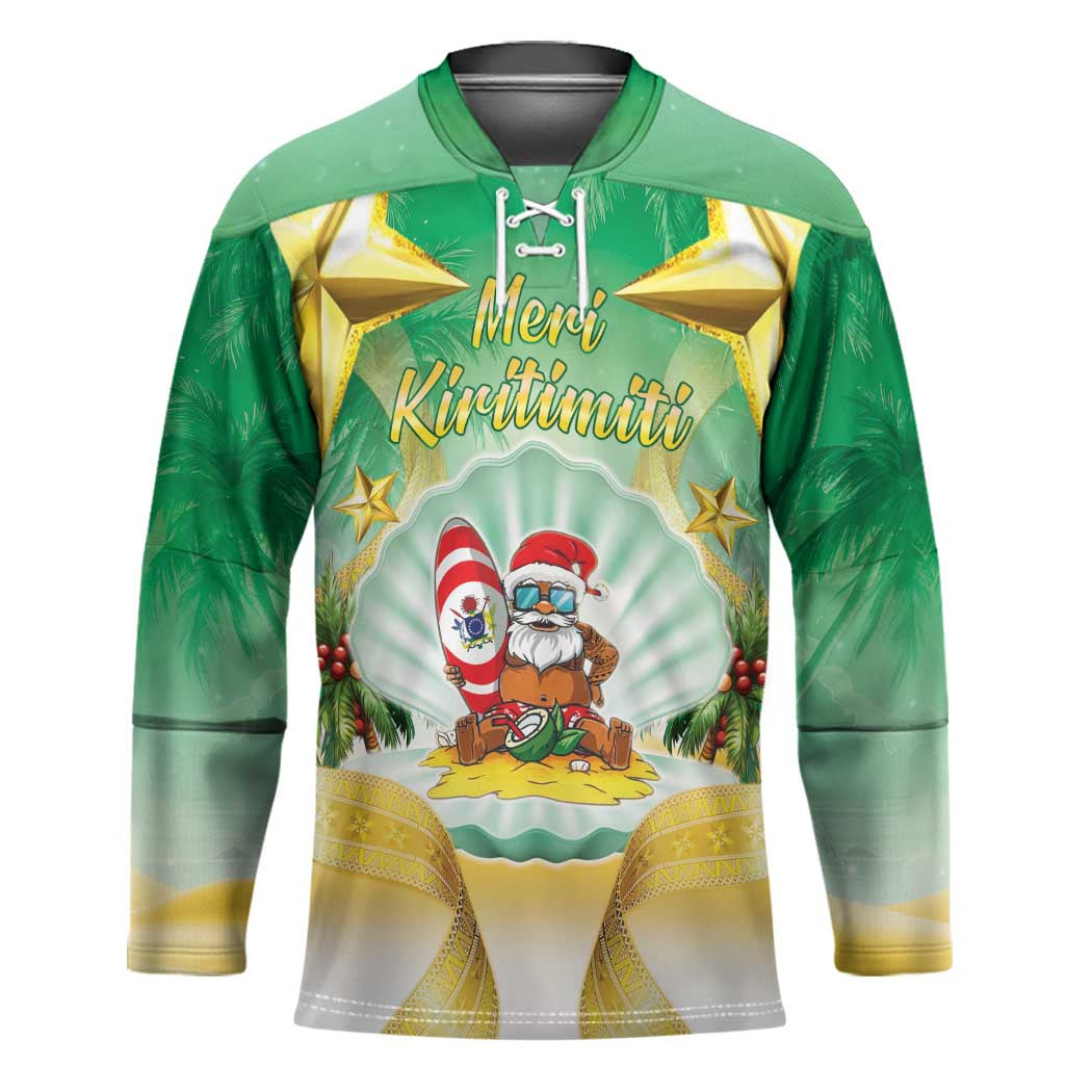 Cook Islands Christmas Hockey Jersey Seashell Santa Beach Vibes - Polynesian Pride
