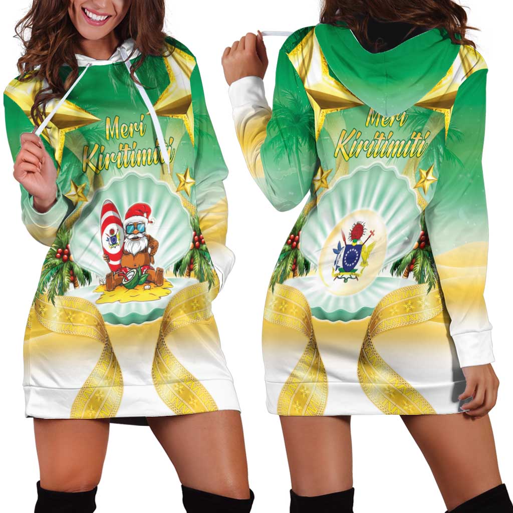 Cook Islands Christmas Hoodie Dress Seashell Santa Beach Vibes - Polynesian Pride