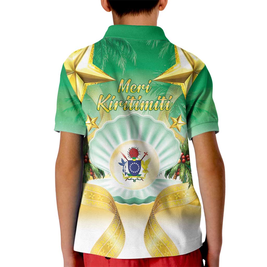 Cook Islands Christmas Kid Polo Shirt Seashell Santa Beach Vibes - Polynesian Pride