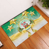 Cook Islands Christmas Rubber Doormat Seashell Santa Beach Vibes - Polynesian Pride