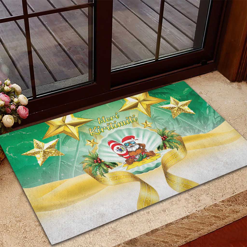 Cook Islands Christmas Rubber Doormat Seashell Santa Beach Vibes - Polynesian Pride