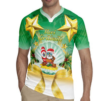 Cook Islands Christmas Rugby Jersey Seashell Santa Beach Vibes - Polynesian Pride