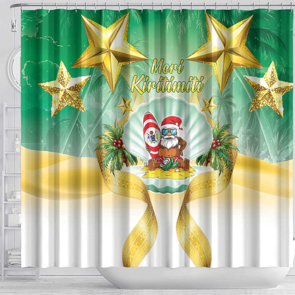 Cook Islands Christmas Shower Curtain Seashell Santa Beach Vibes - Polynesian Pride