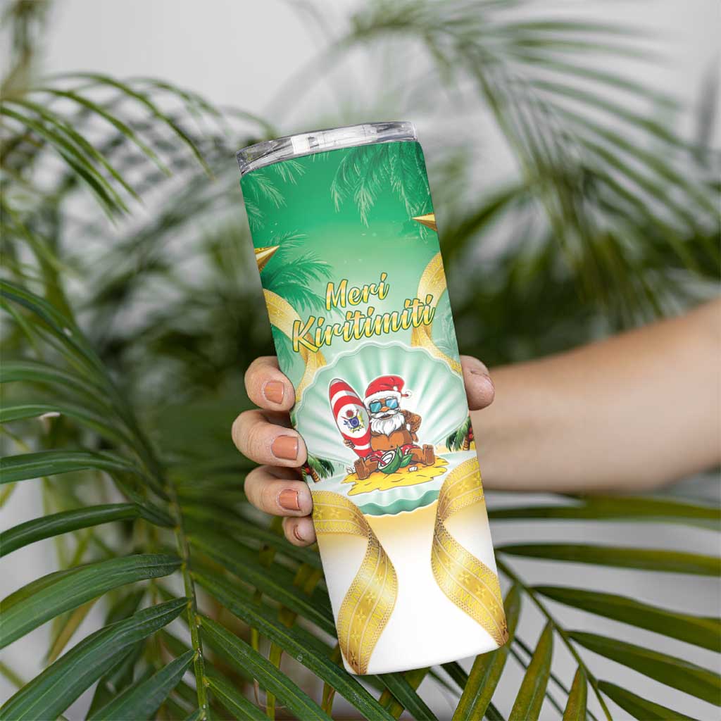 Cook Islands Christmas Skinny Tumbler Seashell Santa Beach Vibes - Polynesian Pride