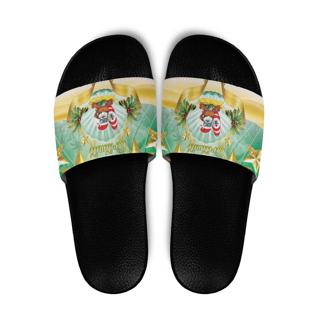 Cook Islands Christmas Slide Sandals Seashell Santa Beach Vibes - Polynesian Pride