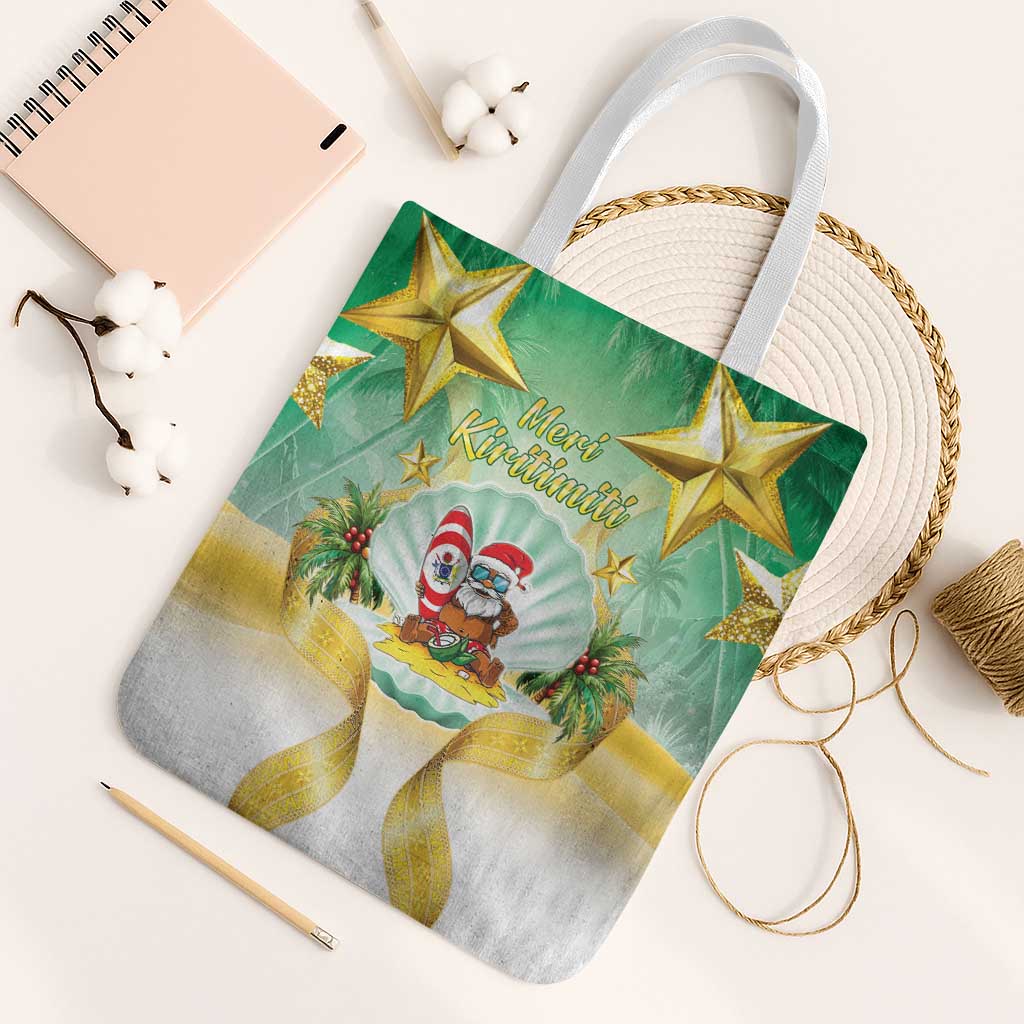 Cook Islands Christmas Tote Bag Seashell Santa Beach Vibes - Polynesian Pride