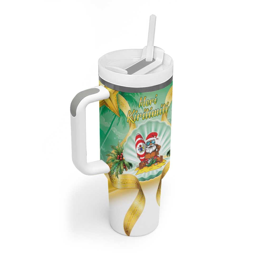 Cook Islands Christmas Tumbler With Handle Seashell Santa Beach Vibes - Polynesian Pride