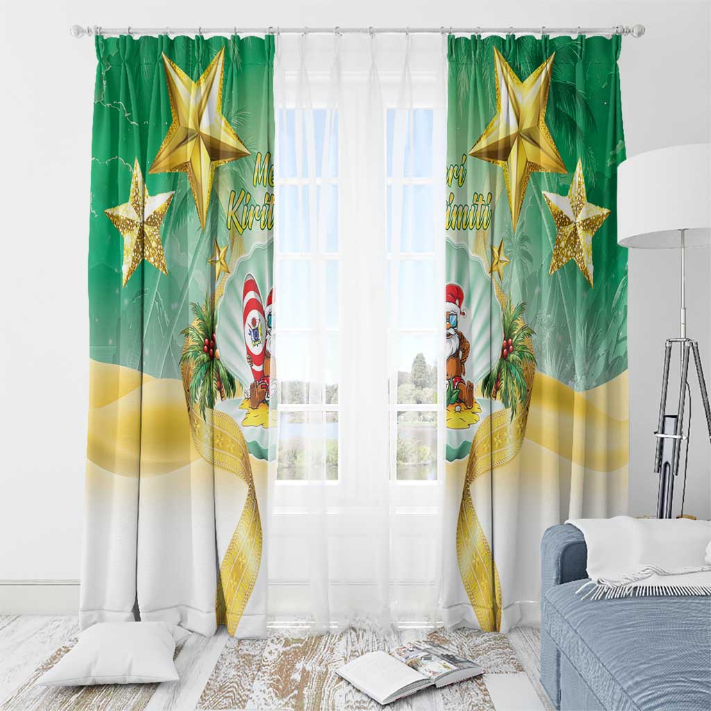 Cook Islands Christmas Window Curtain Seashell Santa Beach Vibes - Polynesian Pride