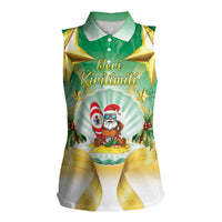 Cook Islands Christmas Women Sleeveless Polo Shirt Seashell Santa Beach Vibes - Polynesian Pride