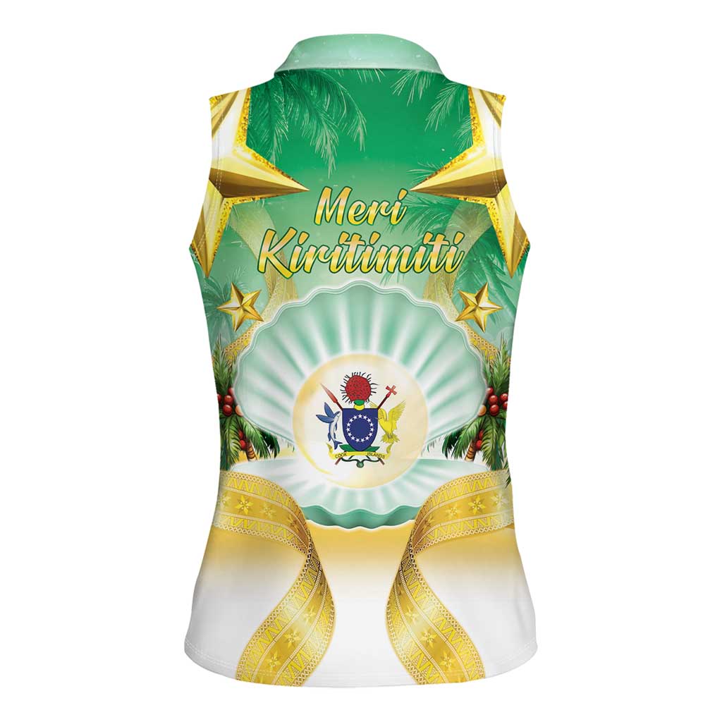Cook Islands Christmas Women Sleeveless Polo Shirt Seashell Santa Beach Vibes - Polynesian Pride