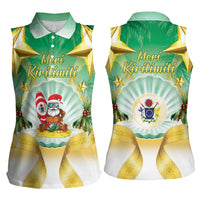 Cook Islands Christmas Women Sleeveless Polo Shirt Seashell Santa Beach Vibes - Polynesian Pride