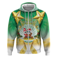 Cook Islands Christmas Zip Hoodie Seashell Santa Beach Vibes - Polynesian Pride