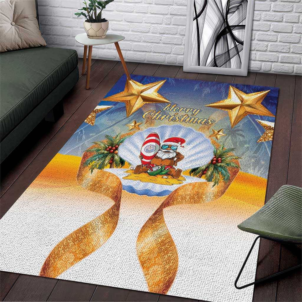 Marshall Islands Christmas Area Rug Seashell Santa Beach Vibes - Polynesian Pride