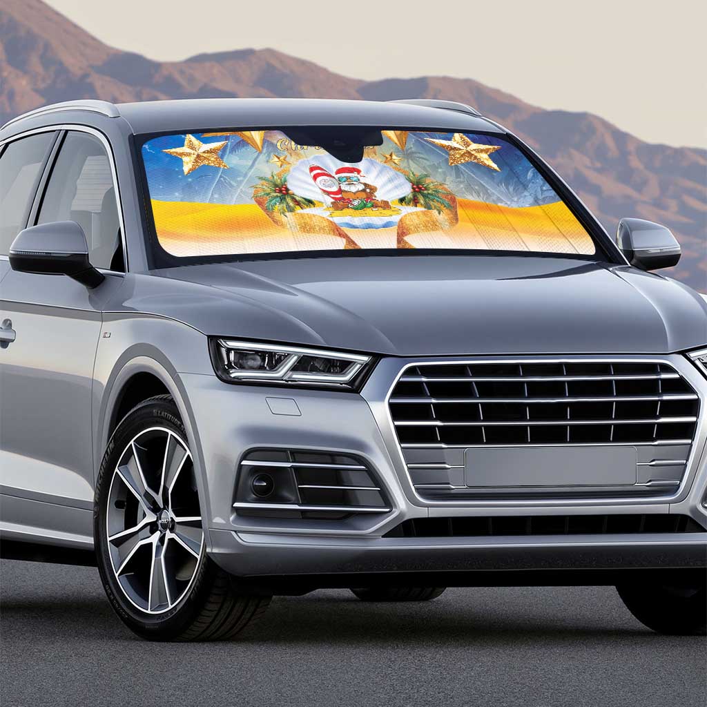 Marshall Islands Christmas Auto Sun Shade Seashell Santa Beach Vibes - Polynesian Pride