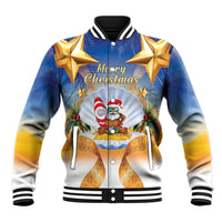 Marshall Islands Christmas Baseball Jacket Seashell Santa Beach Vibes - Polynesian Pride