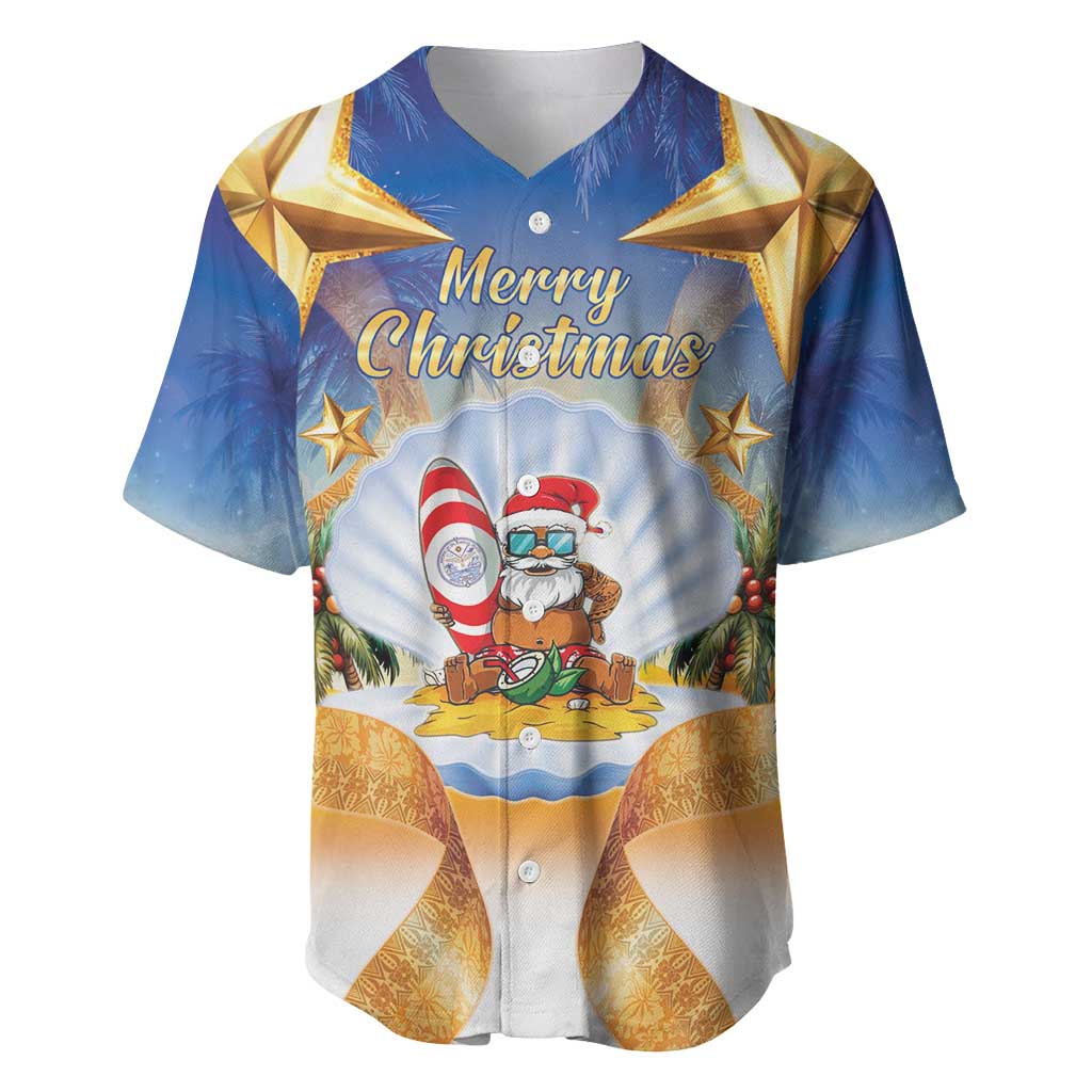 Marshall Islands Christmas Baseball Jersey Seashell Santa Beach Vibes - Polynesian Pride