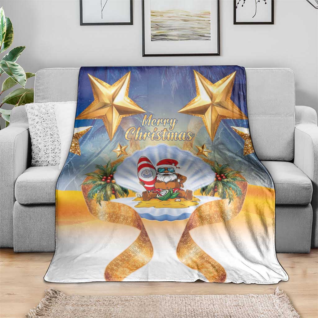 Marshall Islands Christmas Blanket Seashell Santa Beach Vibes - Polynesian Pride