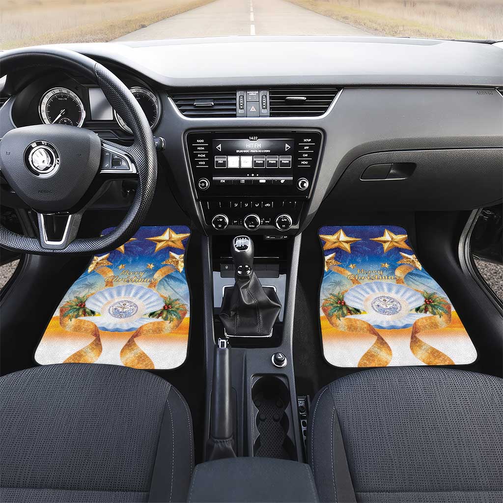 Marshall Islands Christmas Car Mats Seashell Santa Beach Vibes - Polynesian Pride