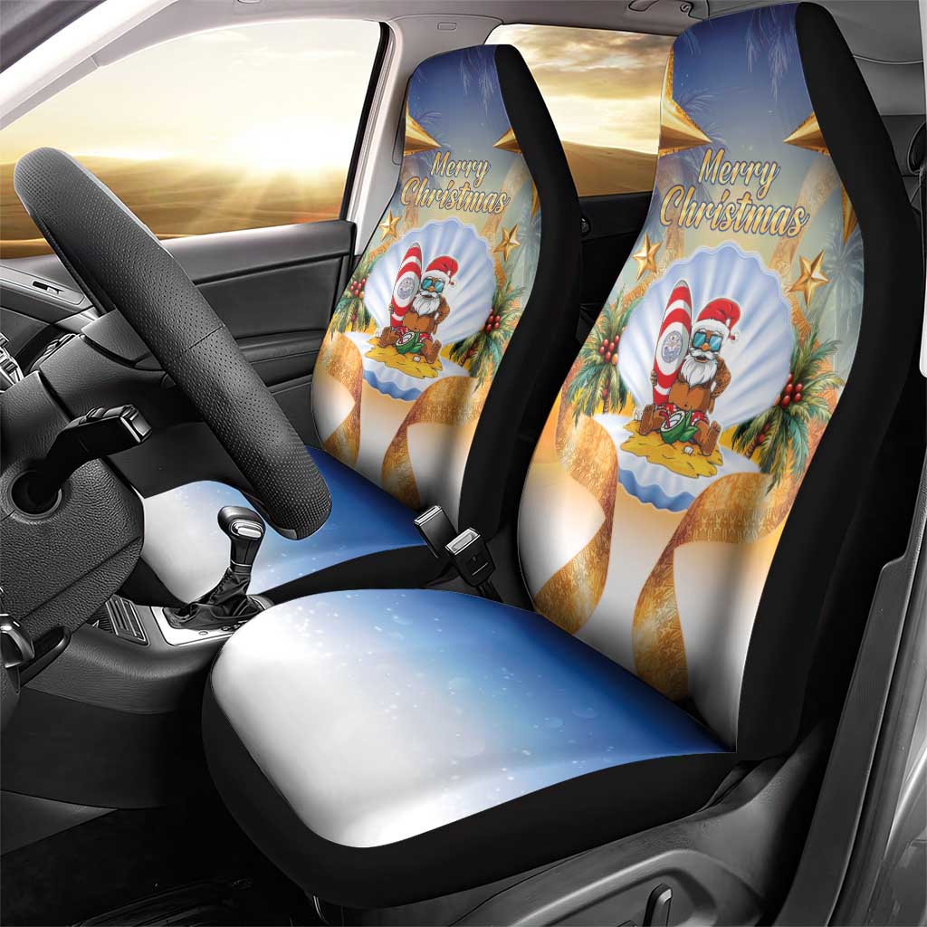 Marshall Islands Christmas Car Seat Cover Seashell Santa Beach Vibes - Polynesian Pride