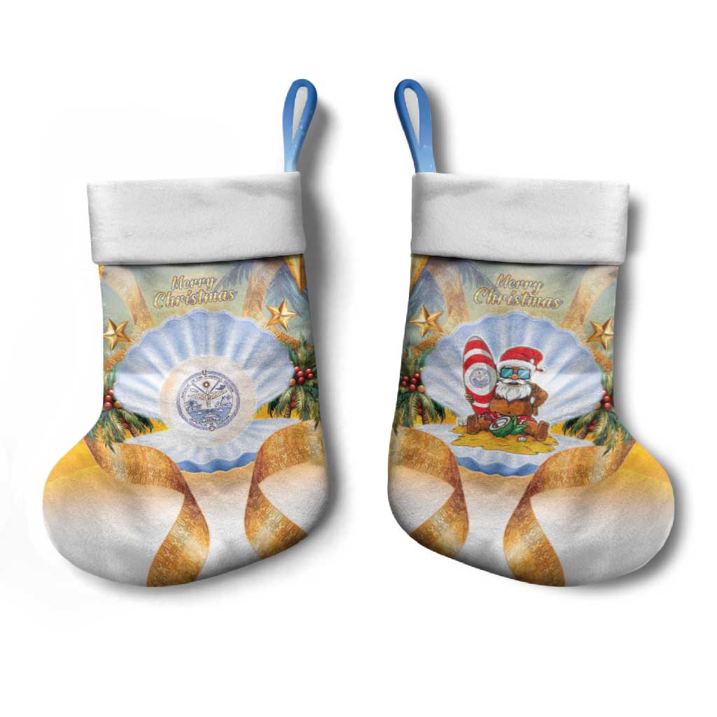 Marshall Islands Christmas Stocking Seashell Santa Beach Vibes - Polynesian Pride
