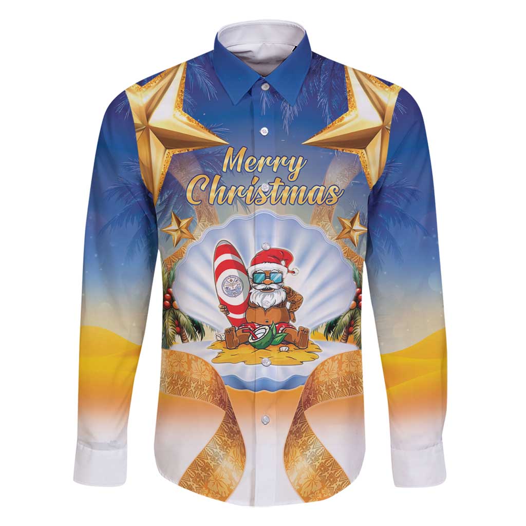 Marshall Islands Christmas Family Matching Long Sleeve Bodycon Dress and Hawaiian Shirt Seashell Santa Beach Vibes - Polynesian Pride