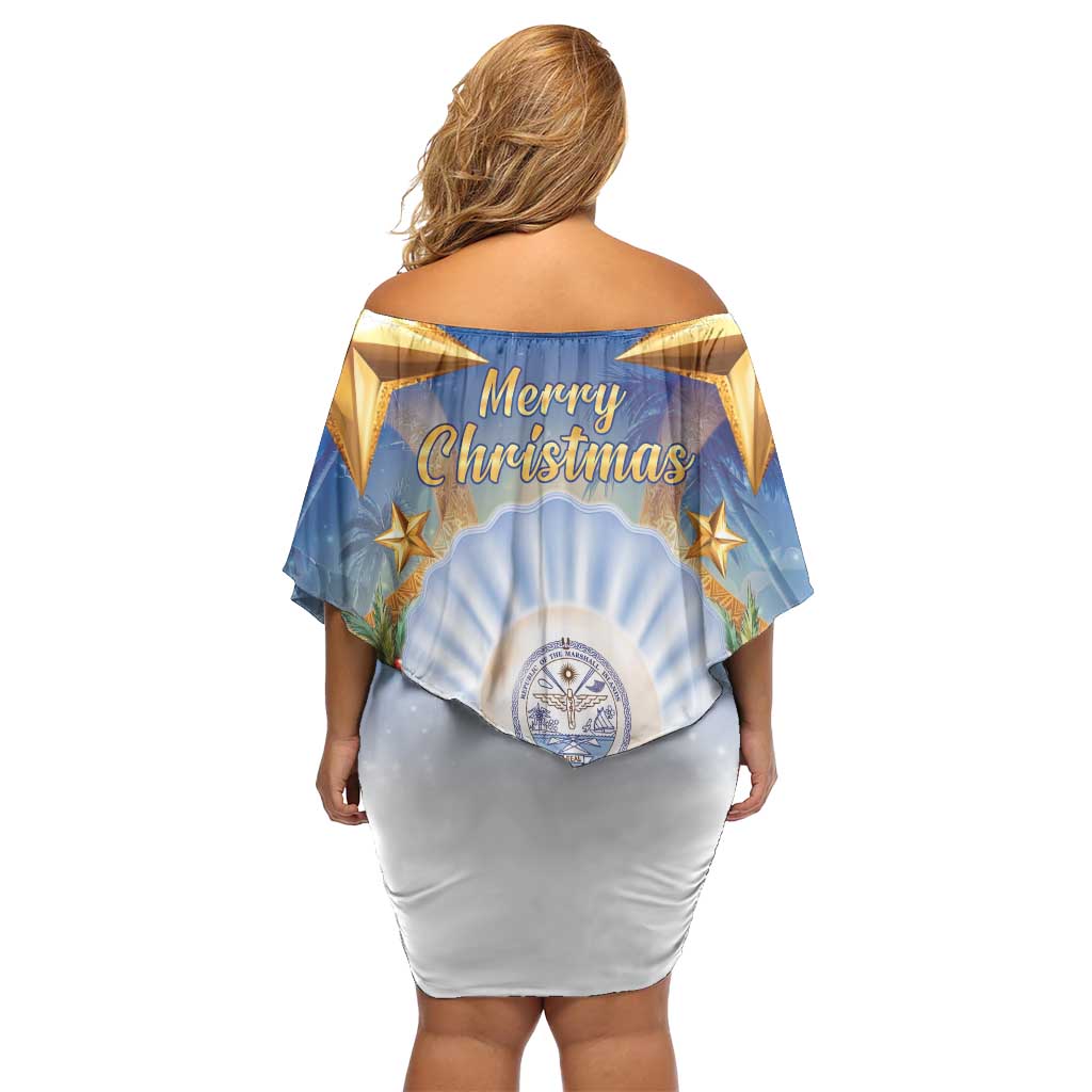 Marshall Islands Christmas Family Matching Off Shoulder Short Dress and Hawaiian Shirt Seashell Santa Beach Vibes - Polynesian Pride