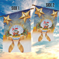 Marshall Islands Christmas Garden Flag Seashell Santa Beach Vibes - Polynesian Pride