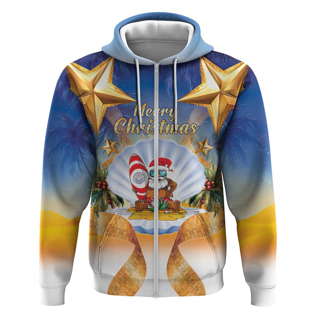 Marshall Islands Christmas Hoodie Seashell Santa Beach Vibes - Polynesian Pride