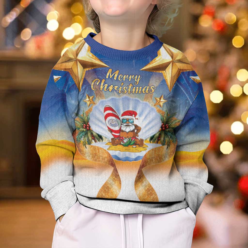 Marshall Islands Christmas Kid Ugly Christmas Sweater Seashell Santa Beach Vibes - Polynesian Pride