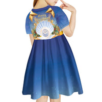Marshall Islands Christmas Kid Short Sleeve Dress Seashell Santa Beach Vibes - Polynesian Pride