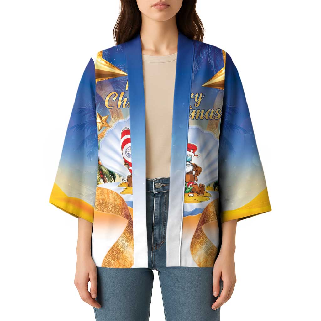 Marshall Islands Christmas Kimono Seashell Santa Beach Vibes - Polynesian Pride