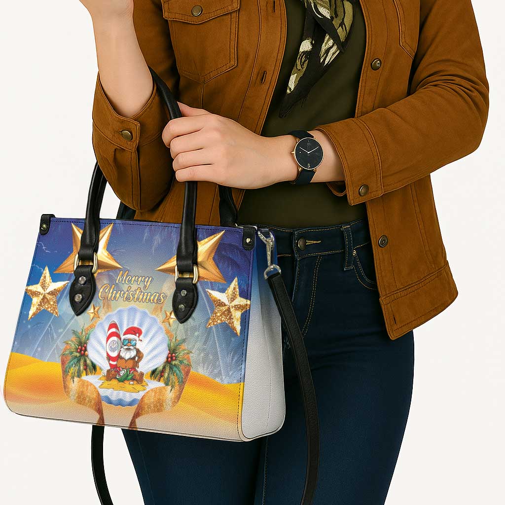 Marshall Islands Christmas Leather Bag Seashell Santa Beach Vibes - Polynesian Pride