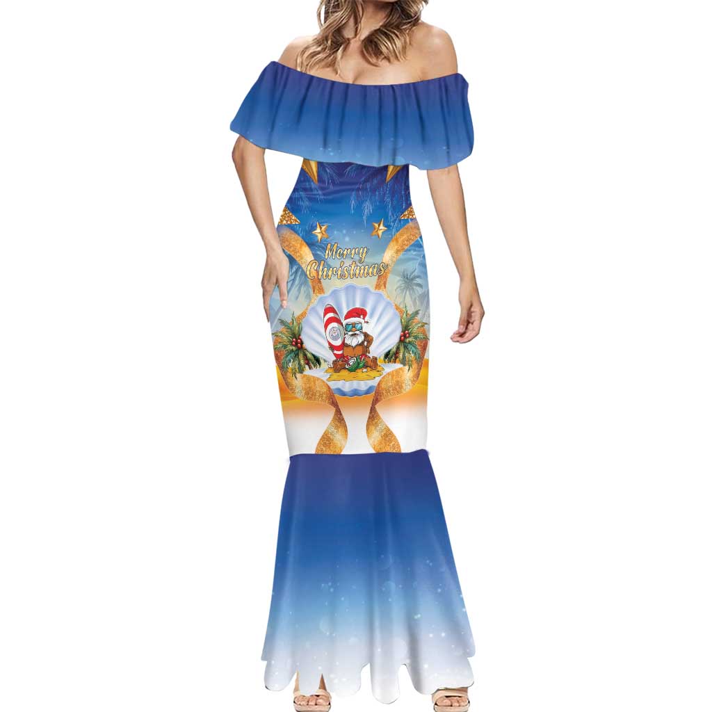 Marshall Islands Christmas Mermaid Dress Seashell Santa Beach Vibes - Polynesian Pride