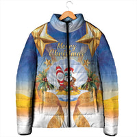 Marshall Islands Christmas Padded Jacket Seashell Santa Beach Vibes - Polynesian Pride
