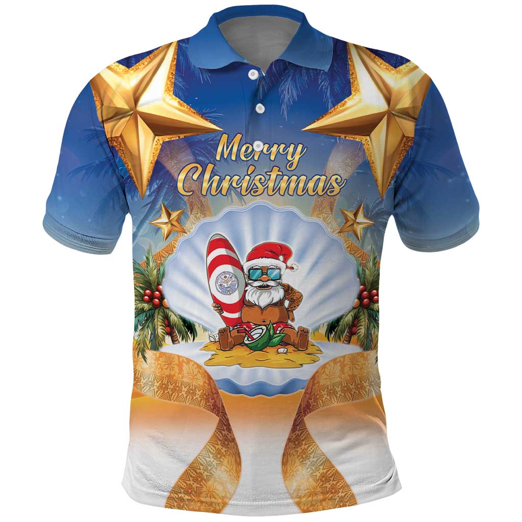 Marshall Islands Christmas Polo Shirt Seashell Santa Beach Vibes - Polynesian Pride
