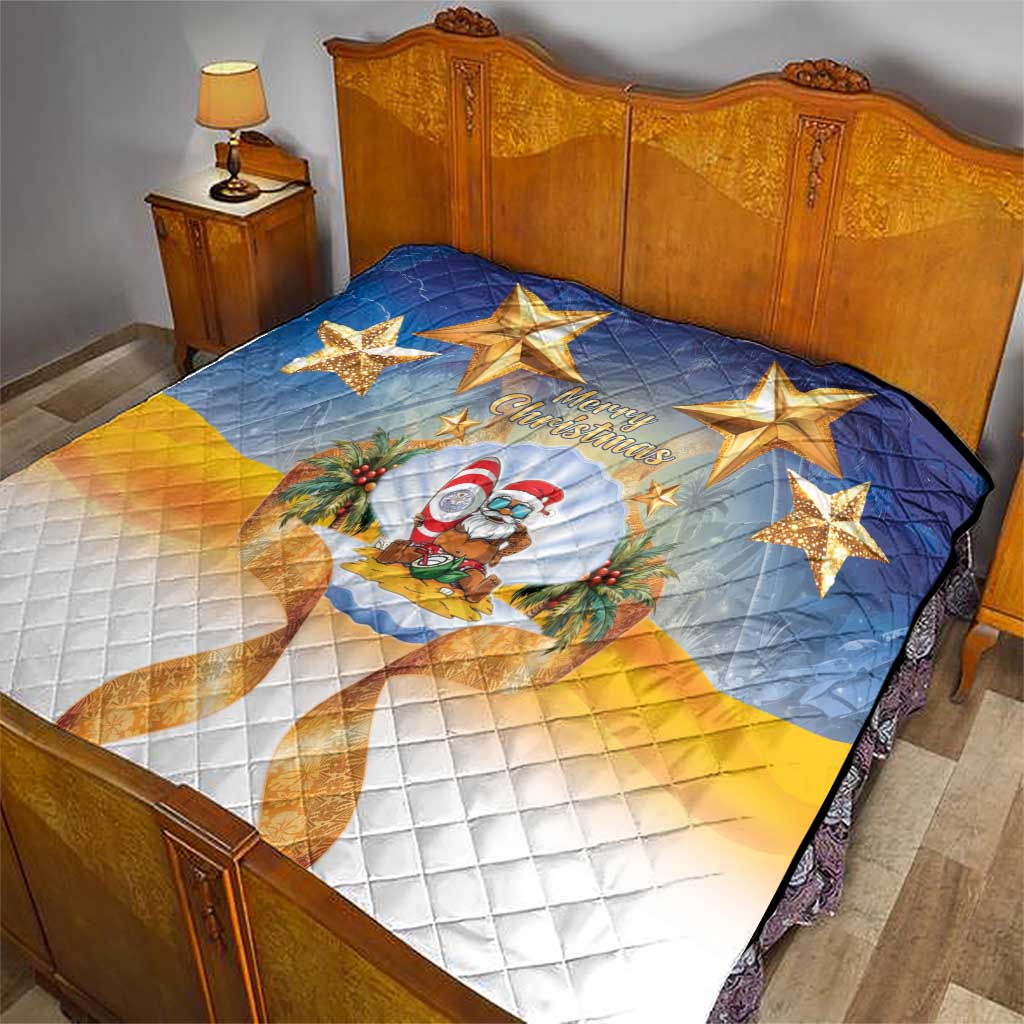 Marshall Islands Christmas Quilt Seashell Santa Beach Vibes - Polynesian Pride