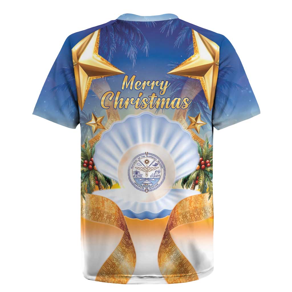 Marshall Islands Christmas Rugby Jersey Seashell Santa Beach Vibes - Polynesian Pride