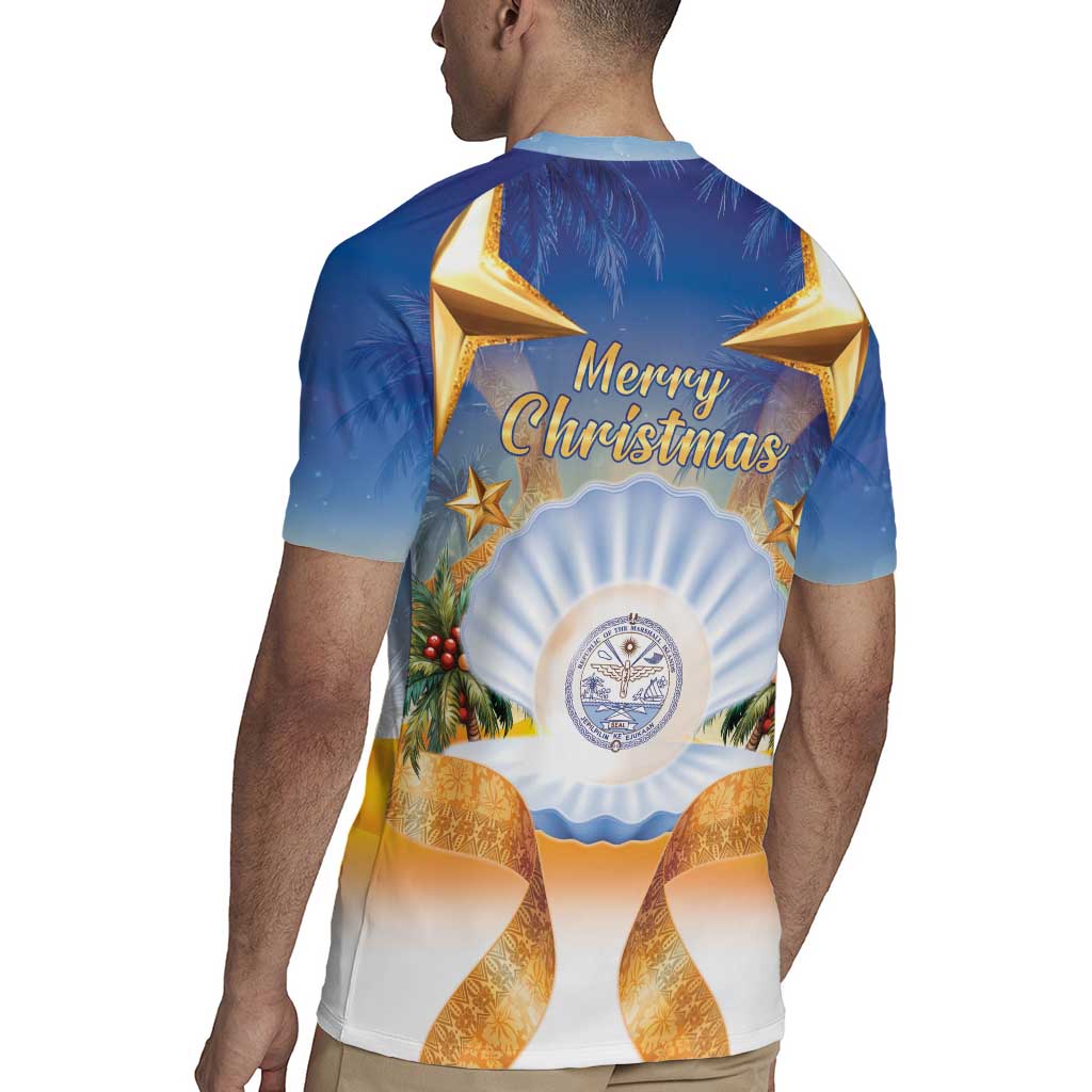 Marshall Islands Christmas Rugby Jersey Seashell Santa Beach Vibes - Polynesian Pride