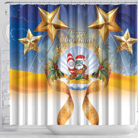 Marshall Islands Christmas Shower Curtain Seashell Santa Beach Vibes - Polynesian Pride