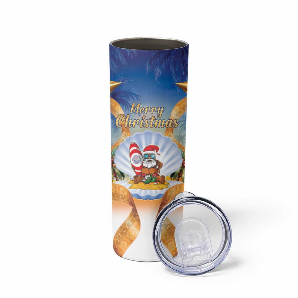 Marshall Islands Christmas Skinny Tumbler Seashell Santa Beach Vibes - Polynesian Pride