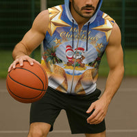 Marshall Islands Christmas Sleeveless Zip Hoodie Seashell Santa Beach Vibes - Polynesian Pride