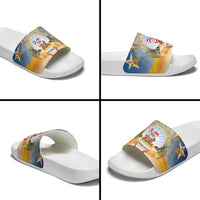 Marshall Islands Christmas Slide Sandals Seashell Santa Beach Vibes - Polynesian Pride