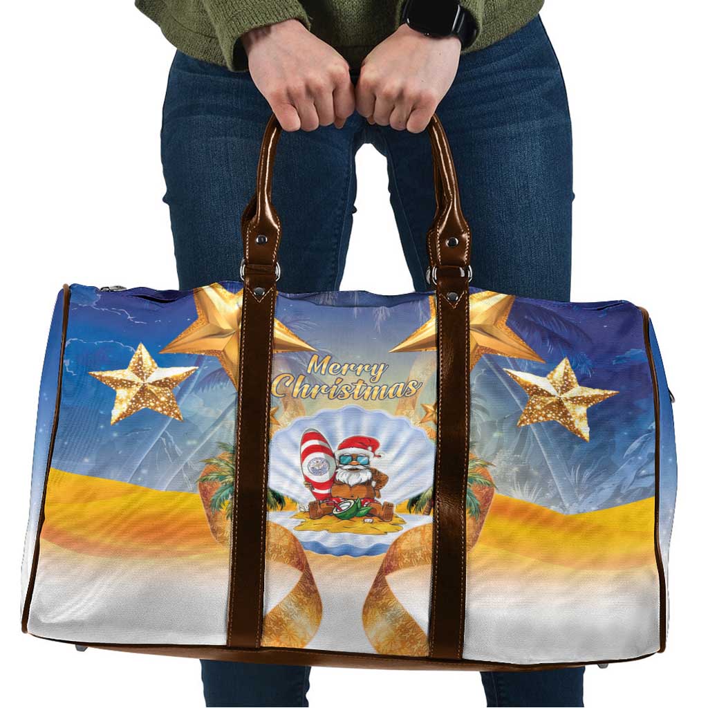 Marshall Islands Christmas Travel Bag Seashell Santa Beach Vibes - Polynesian Pride